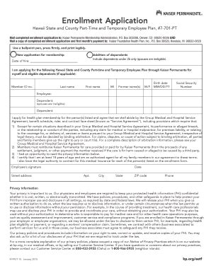 Fillable Online Enrollment Form Kaiser Permanente Fax Email Print