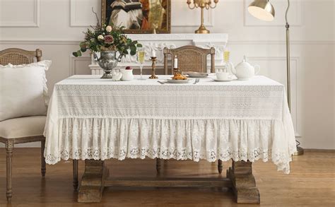 Amazon Patdrea Vintage White Lace Tablecloth Design Embroidered