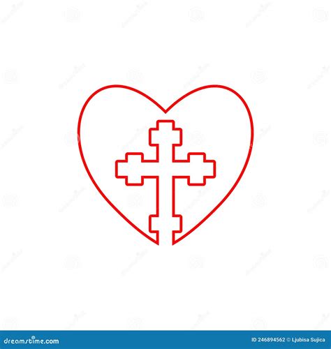 Christian Cross Heart Icon Isolated On White Background Stock Vector