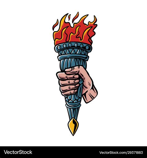 Hand Holding Flaming Torch Royalty Free Vector Image