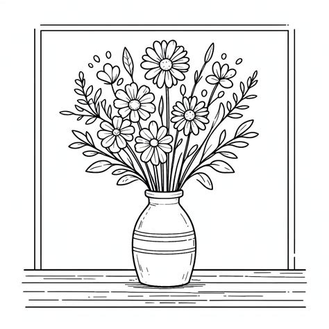 Dibujo Para Colorear Flores En Florero Platos Para Colorear