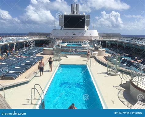 Cruise ship pool deck editorial stock image. Image of deck - 113771914