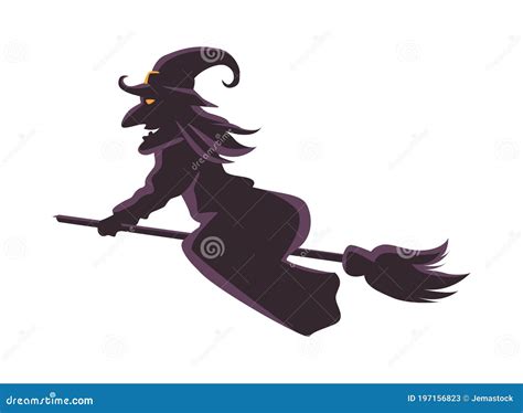 Witch Flying in Broom Silhouette Icon Stock Vector - Illustration of ...