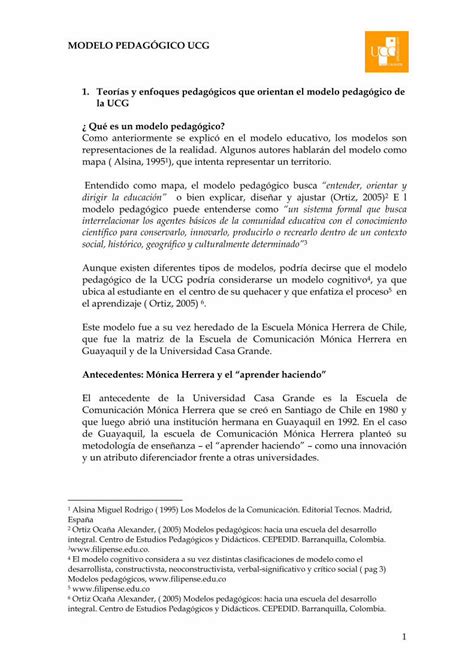 Pdf Modelo Pedagogico Ucg Universidad Casa Pdf Fileteor As Y