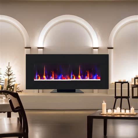 Symple Stuff Coplin Electric Fireplace Heater, 49 Inch Glass Fireplace ...