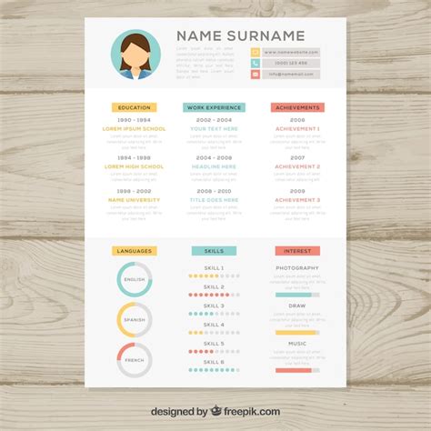 Resume Template With Graphs Vector Free Download