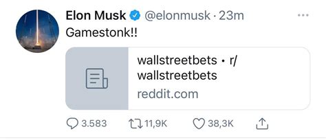 Valeu Papa Musk Você é o cara Vai levar o GME a JAMAIS VISTO