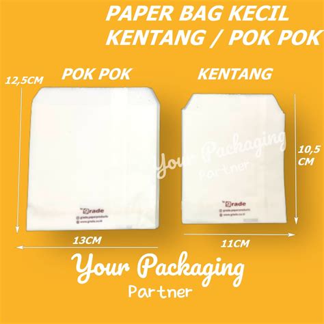 Jual Isi 100 Paper Bag Kentang Pok Pok Grade Kantong Kertas 13x12