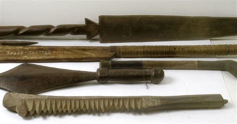 African Ceremonial Wooden Clubs And Swords Sub Saharan African