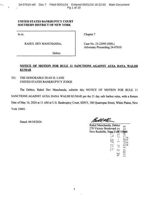 Notice of Motion For Rule 11 Sanctions Against Ausa Dana Walsh Kumar ...