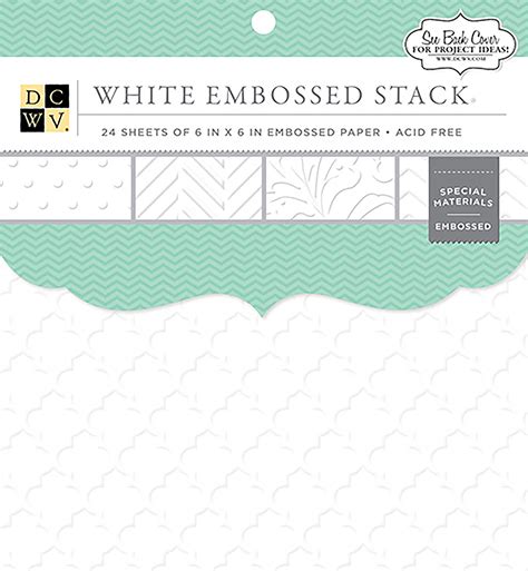 Dcwv Single Sided Cardstock Stack X Pkg Embossed White Solid