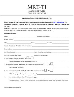 Fillable Online Sph Unc Application For The 2022 2023 Academic Year Fax