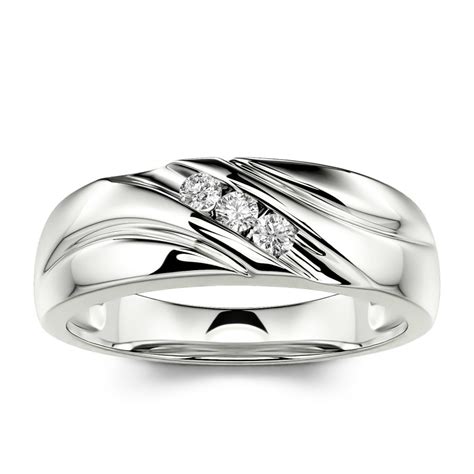 Jeulia Round Cut Three Stone Sterling Silver Men S Band Jeulia Jewelry