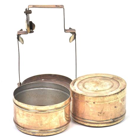 Vintage Brass Tiffin Box With Two Containers