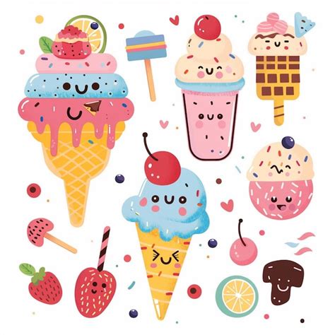 A collection of ice creams with the words ice cream on the bottom ...