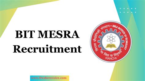 BIT Mesra Recruitment 2024: Apply for Junior Research Fellow (JRF)/Project Associate-I