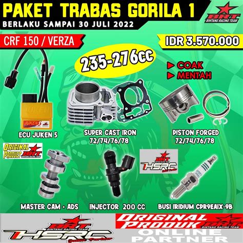 Jual PAKET TRABAS GORILA BRT Honda CRF 150 Verza New Megapro Fi Harian