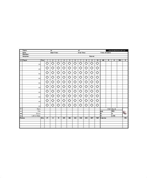 Baseball Scorecards Templates For Ms Excel Word