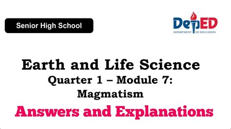 Earth And Life Science Quarter Module Magmatism Shs Grade