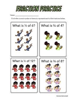 Fraction Practice Halves And Fourths Of A Set By Cedric Scott Tpt