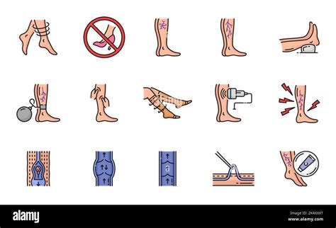 Varicose Treatment Icons Leg Veins Disease And Thrombosis Surgery