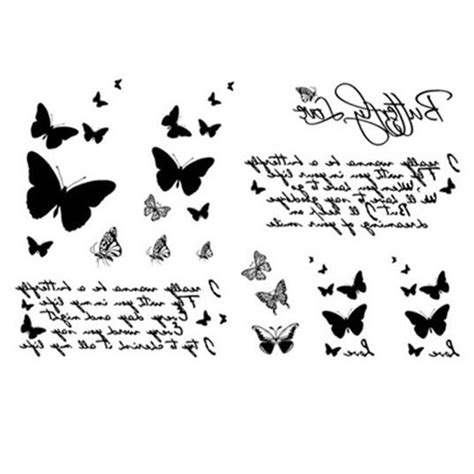 Yeeech Temporary Tattoos Sticker For Women Fake Butterfly Love Designs