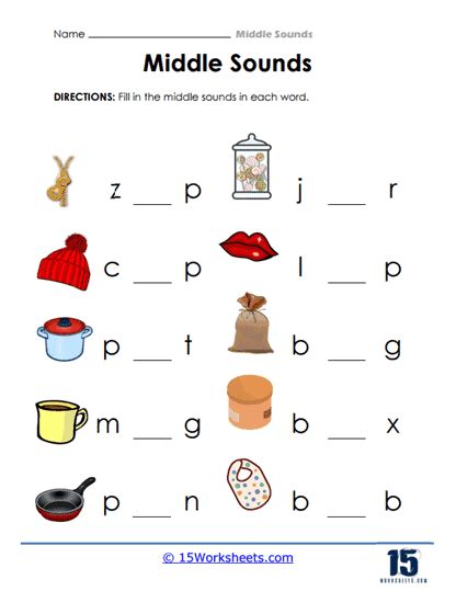 Middle Sounds Worksheets 15