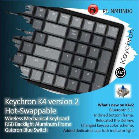 Jual Keychron K4 V2 Hot Swappable Blue Switch Rgb Backlight Aluminum Frame Di Seller Pt Nmtindo