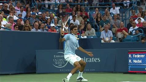 Roger Federer Backhand Hot Shot On Set Point Against Nadal Cincinnati 2013 Youtube