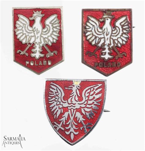 WW2- Polish Patriotic Enameled Eagle Badges - Sarmatia Antiques