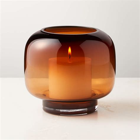 Coco Round Smoked Amber Modern Glass Hurricane Candle Holder Small Reviews Cb2