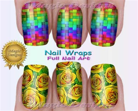 Nail Wraps Waterslide Full Nail Decals Stickers Tea Roses Etsy