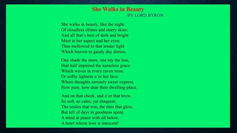 B A Sem IV She Walks In Beauty By Lord Byron PPT