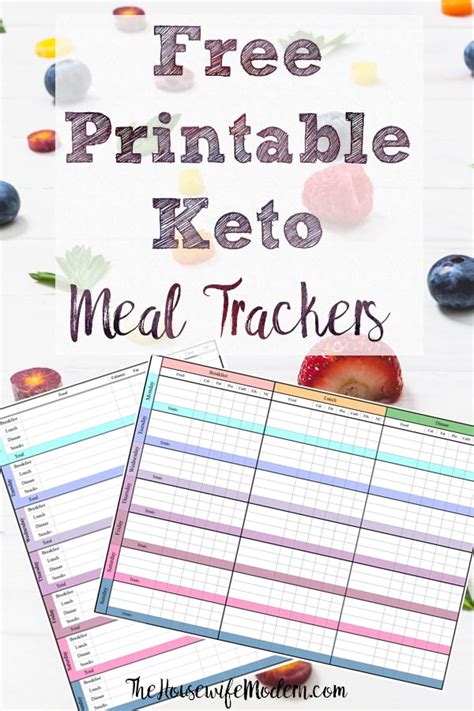 Free Keto And Low Carb Meal Tracker Printables