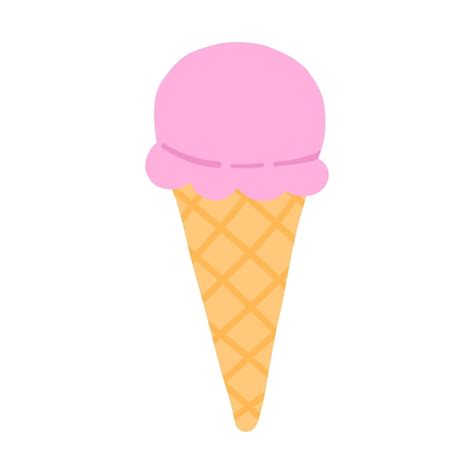 Ilustra O De Uma Nica Colher De Sorvete Rosa Em Um Cone De Waffle O