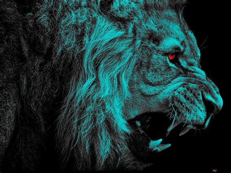 Lion roar on dark background, artistic 2K wallpaper download