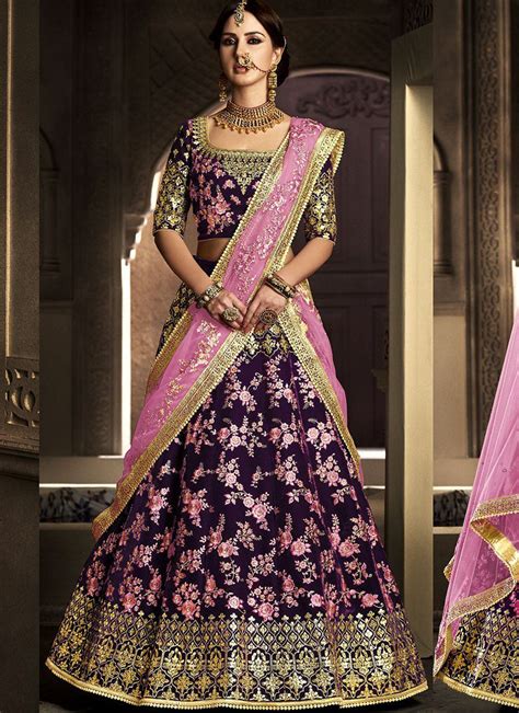 Buy Wine Color Velvet Wedding Lehenga In Uk Usa And Canada