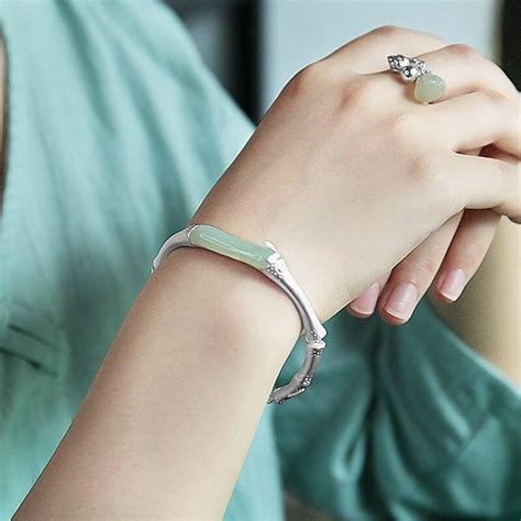 Купить Браслет из стерлингового серебра S925, натуральный нефритовый ...