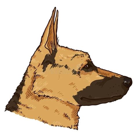 Cartoon German Shepherd Dog Face Side View