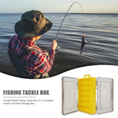 Double Sided Fishing Tackle Box 12 Compartments Bait Lure Hook Box