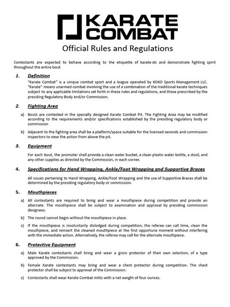 Official Karate Combat Rules and Regulations - 2022 - v3 | PDF ...