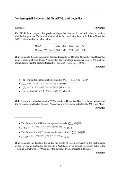 Logistics Old Exam Online Solutions Vorlesungsteil B Lehrstuhl