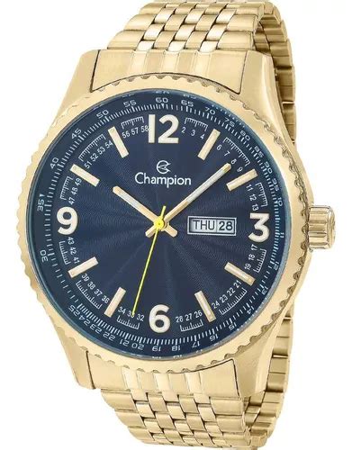 Reloj Champion Gold Gold De Acero Azul Impermeable Para Hombre