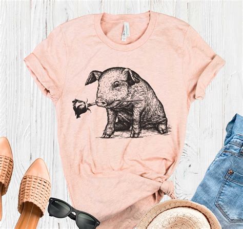 Cute Pig T Shirt For Women Gifts For Pig Lovers Anniversary Gift Rose