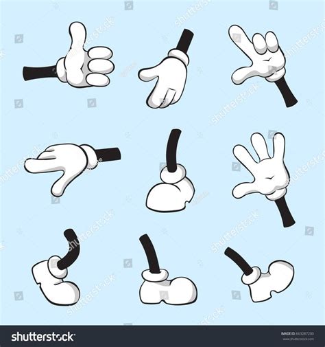 Cartoon Hands With Different Gestures And Fingers On A Blue Background