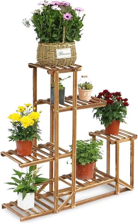 Unho Wooden Plant Display Stand Multi Tier Flower Bonsai Pot Shelf