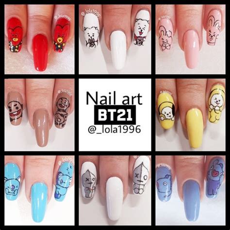 Resultado de imagem para unhas decoradas BT21 Arte de uñas coreano