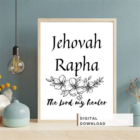 Names Of God Wall Art Printable Jehovah Rapha Wall Art The Lord My