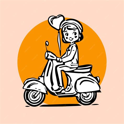 Premium Vector Cute Couple Woman Vespa Logo Vector Illustration