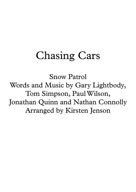 Chasing Cars Arr Kirsten Jenson By Snow Patrol Sheet Music For